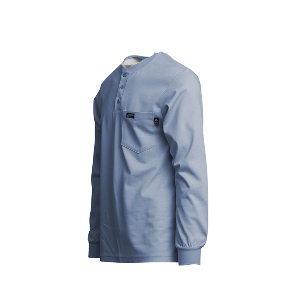 Lapco Flame Resistant Medium Blue Henley Long Sleeve Tee from GME Supply